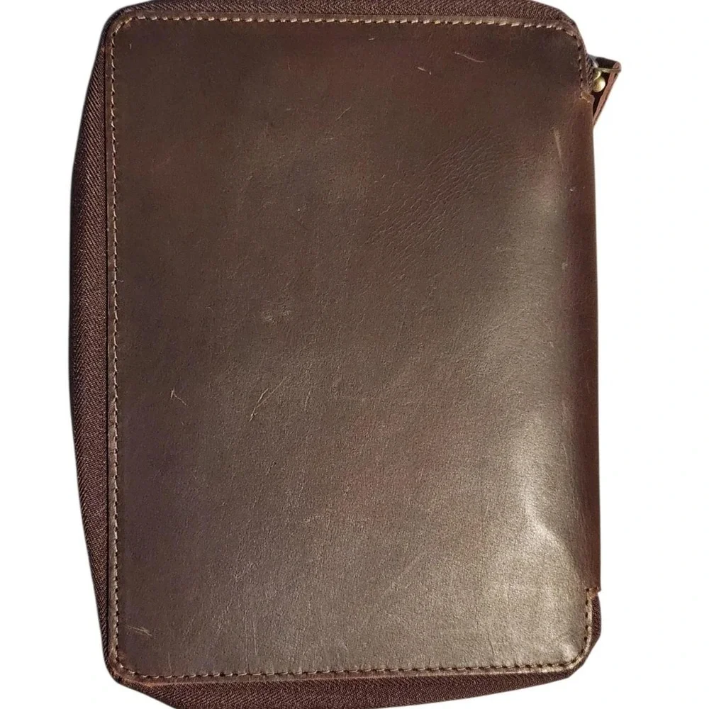 Espresso Leather Professional Premium Zippered Brown Folio Tech Case Old Money